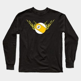 9 Ball with Yellow Flames Long Sleeve T-Shirt